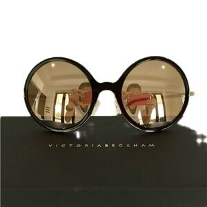 New! VICTORIA BECKHAM Limited Edition Black/Gold Mirrored Lens Sunglasses